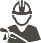 worker icon wearing a safety helmet and using a tool