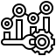 optimization process icon with data analytics and gear settings
