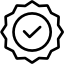 quality assurance badge icon with a checkmark